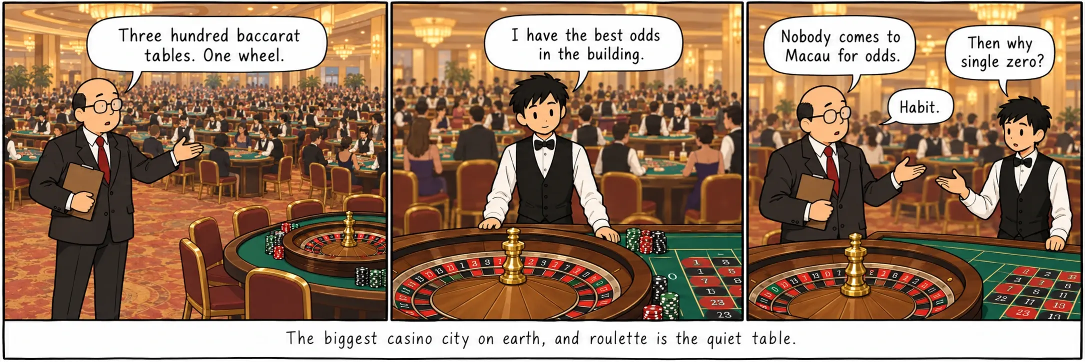 La mayor ciudad de casinos del planeta, y la ruleta es la mesa tranquila.