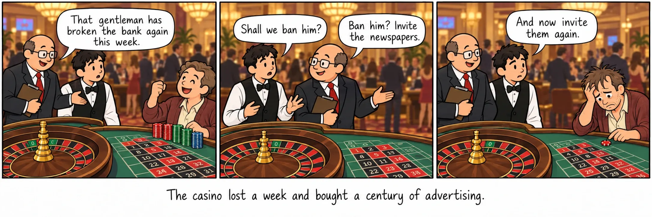 El casino perdió una semana y compró un siglo de publicidad.