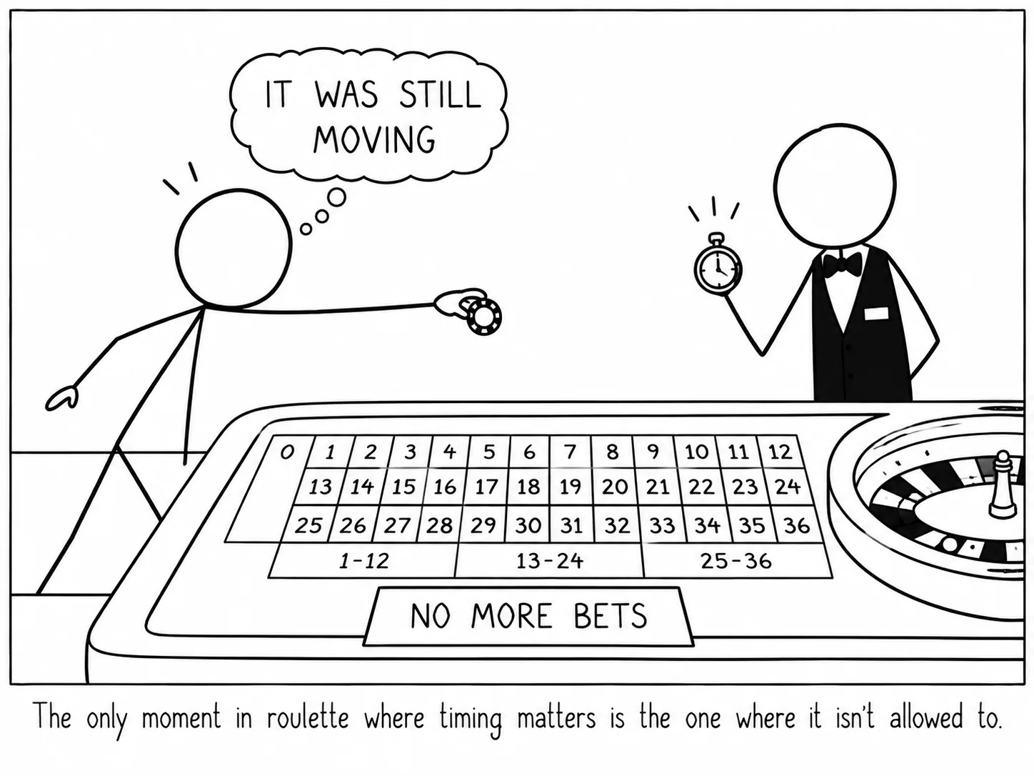 El único momento de la ruleta en que importa el tiempo es justo aquel en el que no está permitido.